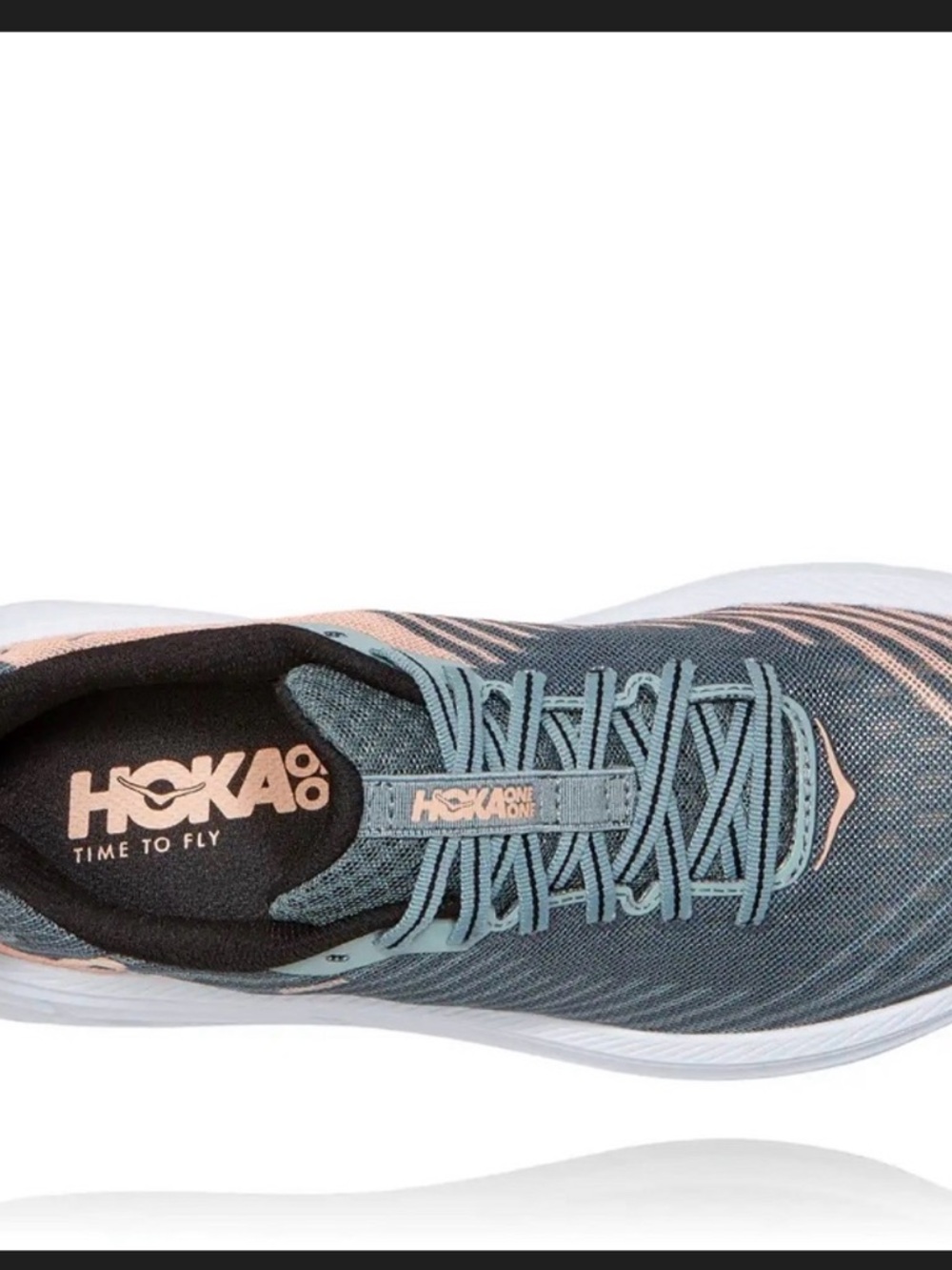 Hoka One One Women's Teal and Peach Running Sneakers